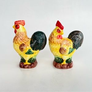 Vintage Ceramic Roosters Salt and Pepper Shakers